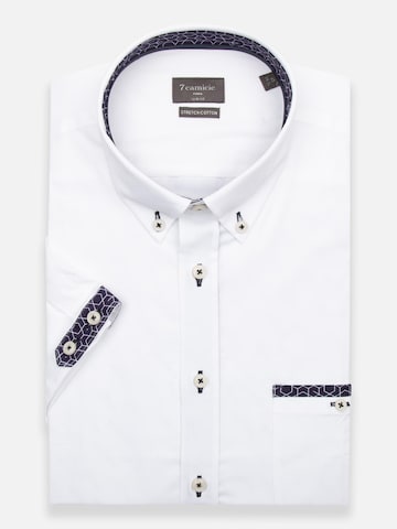 Slim fit Camicia business 'Iconic Poplin Stretch Man Shirt Short Sleeve Light Blue' di 7Camicie in bianco