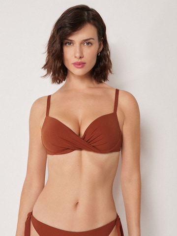 CALZEDONIA Push-up Bikini Top in Brown: front