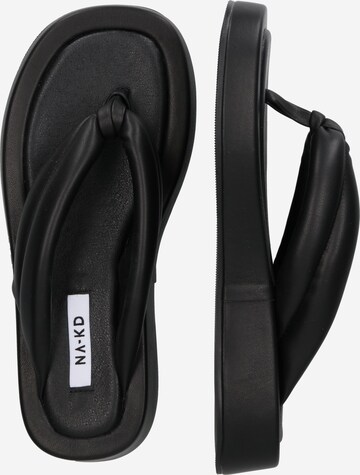 NA-KD T-Bar Sandals in Black