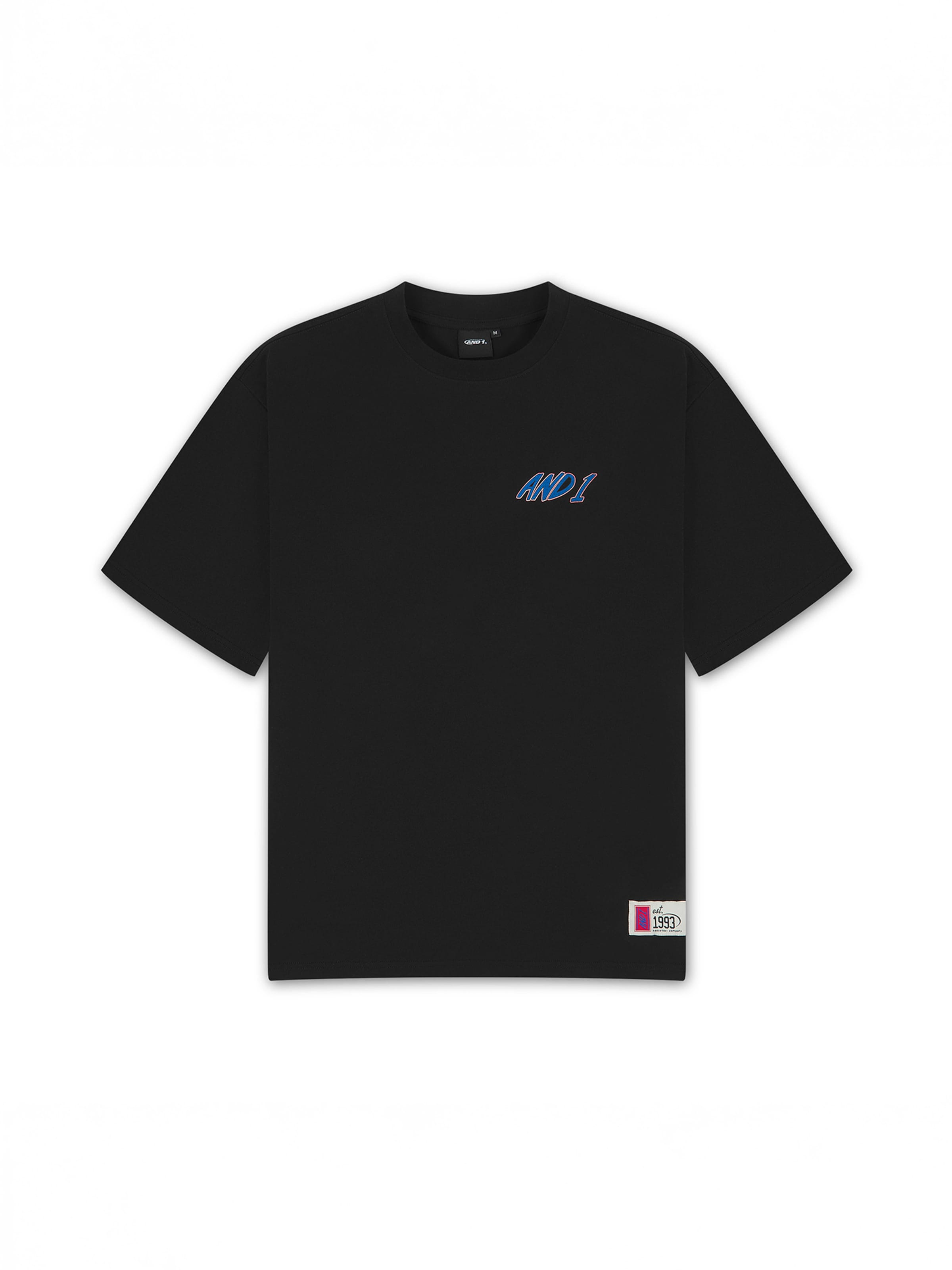 AND1 T-shirt en bleu / gris clair / orange / noir, Vue avec produit