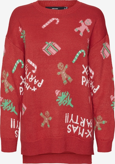 VERO MODA Pullover 'XMASPARTY ' in grün / rot / weiß, Produktansicht