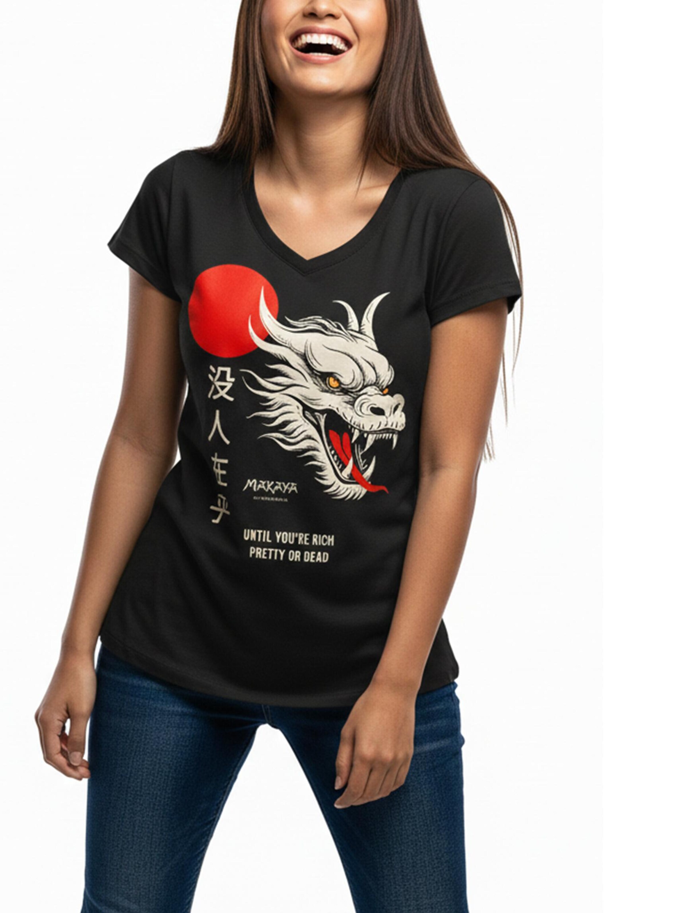 MAKAYA Shirt 'Nobody Cares Drache' in Black