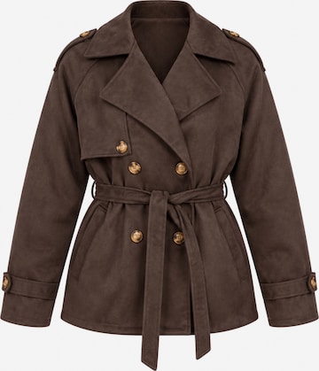 Elara Between-Seasons Coat in Brown: front