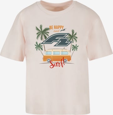 F2 T-Shirt 'F2 Be Happy And Surf Bulli Sommer' in Pink: Vorderseite