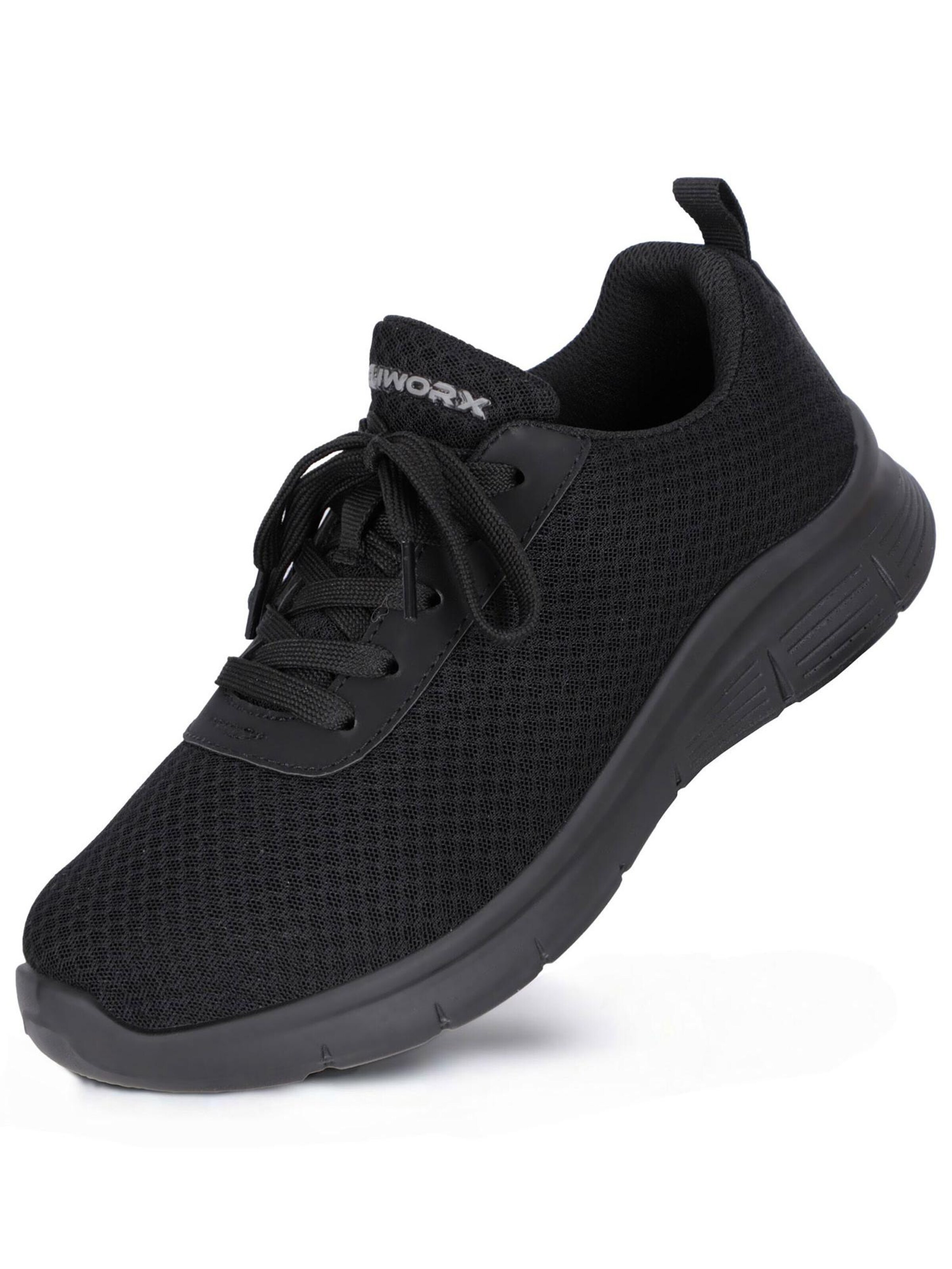 Eliworx Sneakers 'Berufschuhe Damen und Herren O1 FO SR - Rutschhemmend - Stoßdämpfend' in Black: front