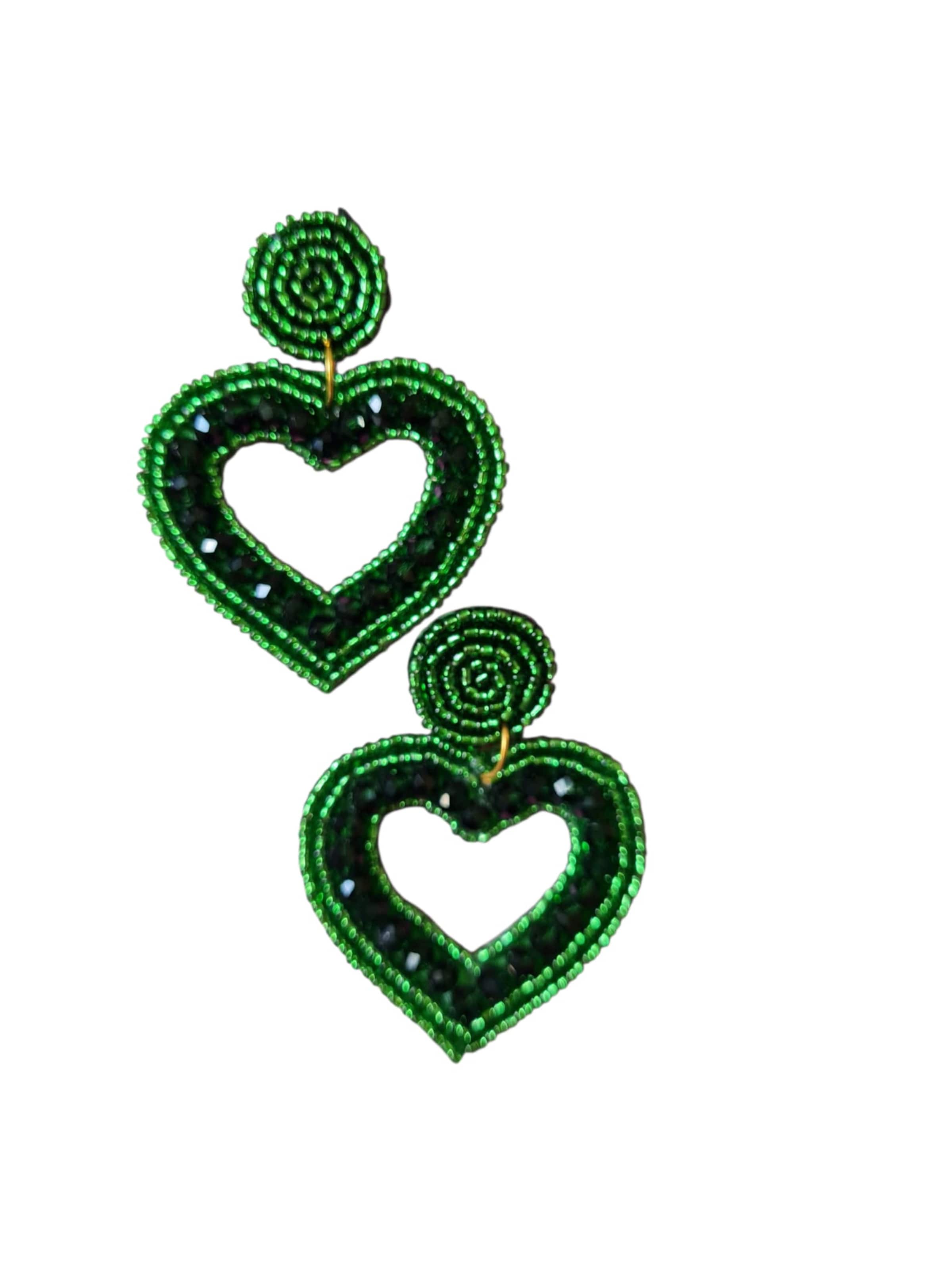 PfauGermany Earrings 'Heart Beat' in Green: front