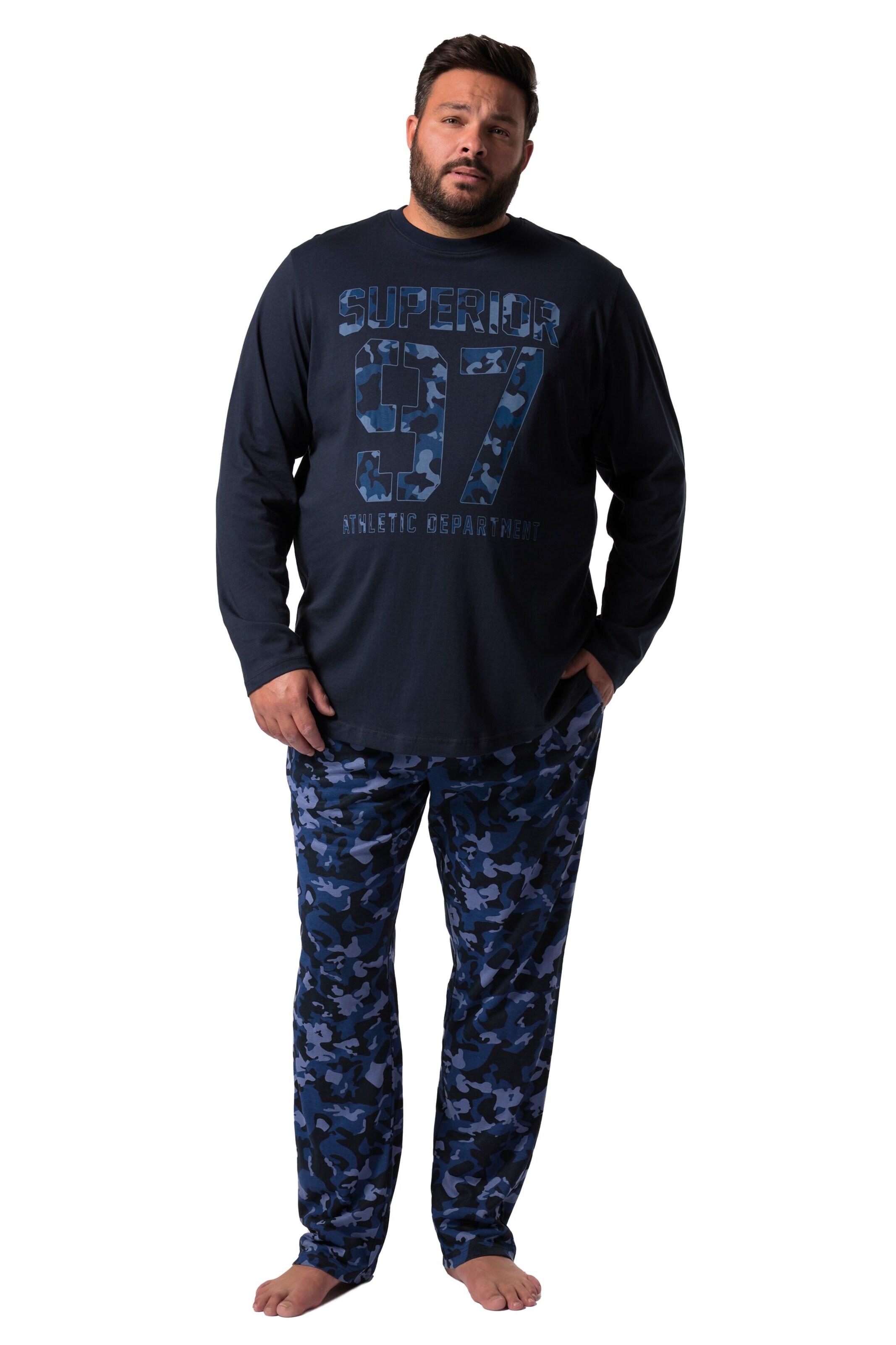 Men Plus Long Pajamas in Blue