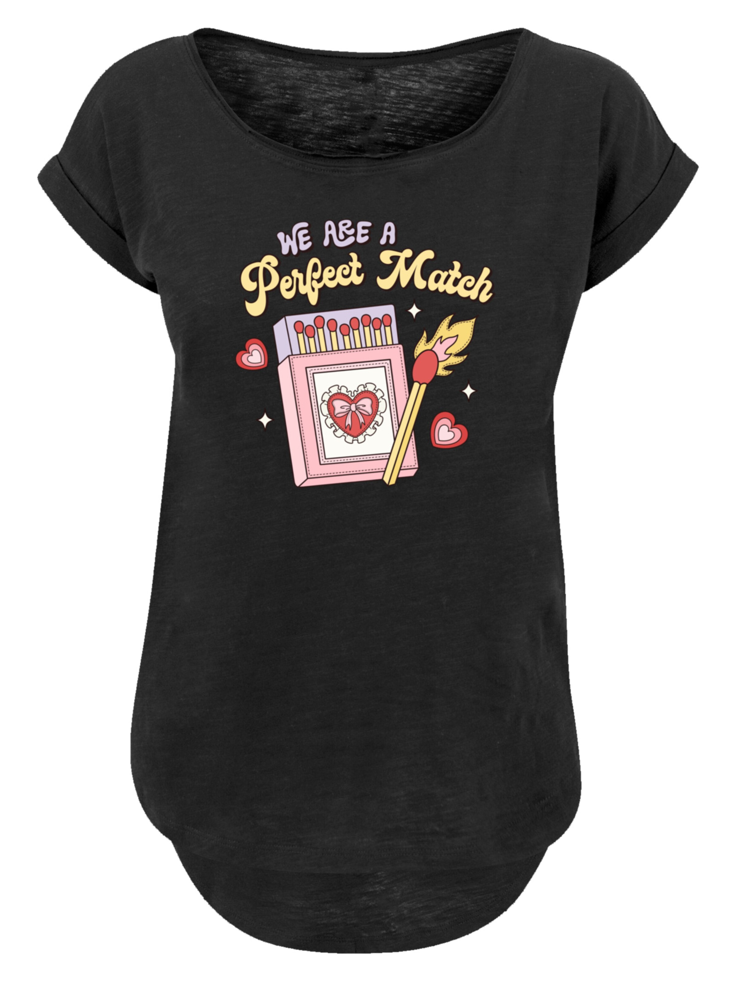 F4NT4STIC T-Shirt 'We Are A Perfect Match Love' in Schwarz: Vorderseite