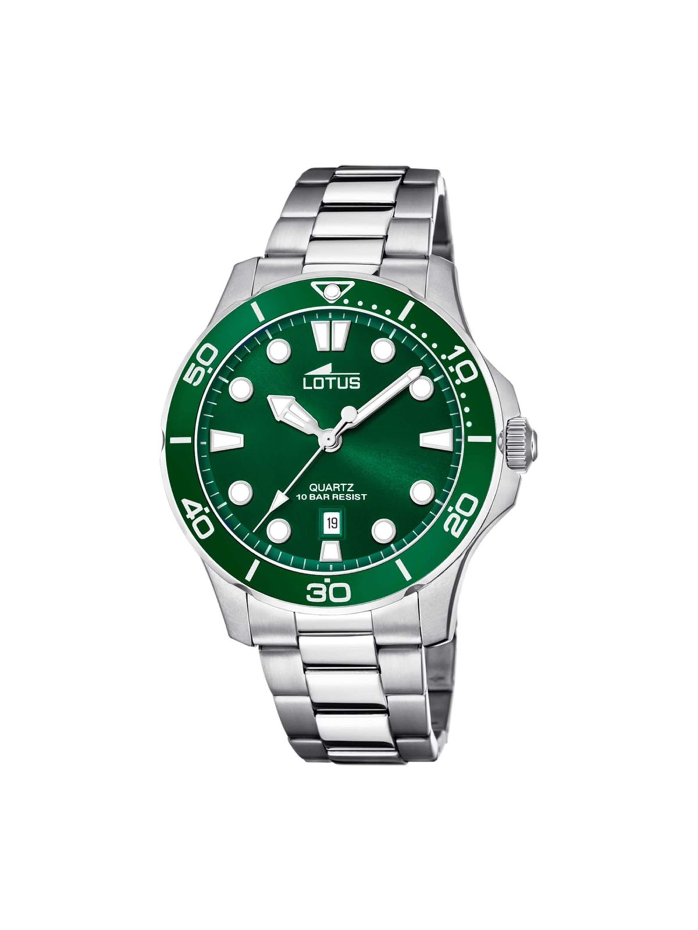 Lotus Analoog horloge 'Excellent' in Groen: voorkant