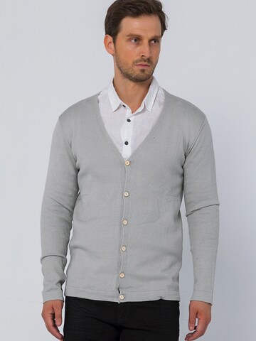 Ron Tomson Knit Cardigan in Grey: front