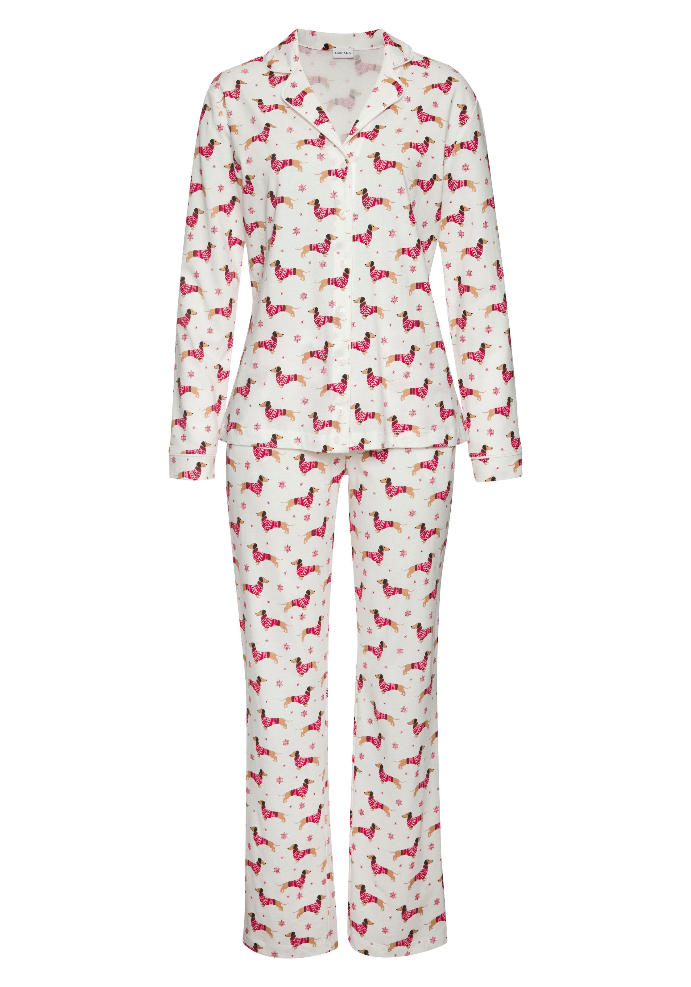 LASCANA Pyjama in Wit: voorkant