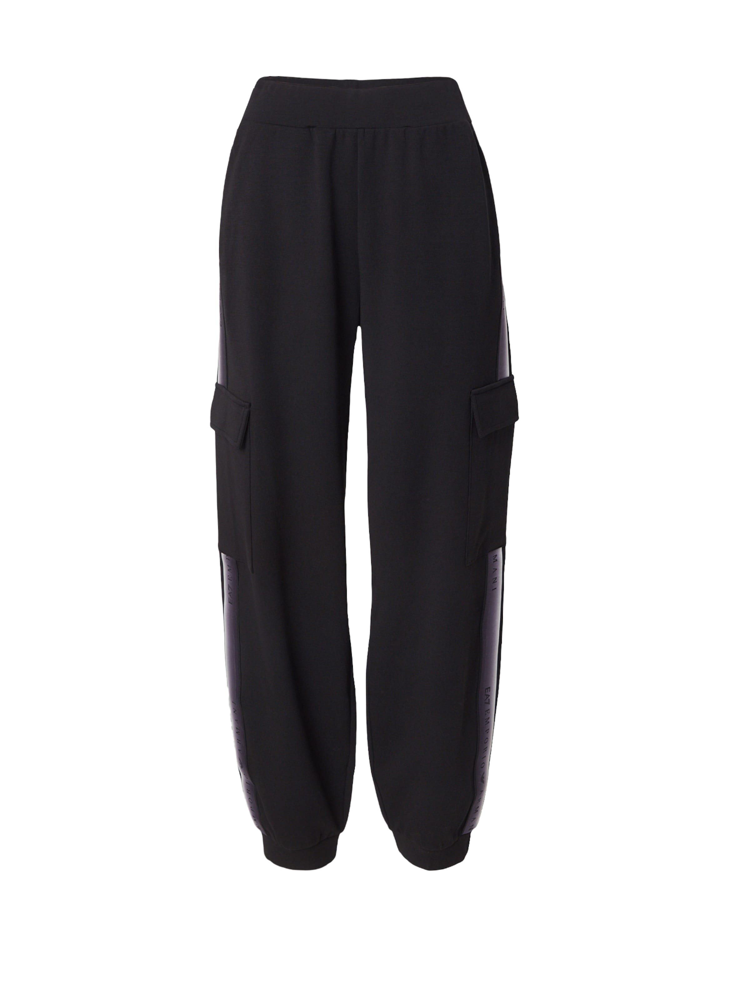 EA7 Emporio Armani Alt kitsenev Spordipüksid 'NATURAL VENTUS7', värv must: eest vaates