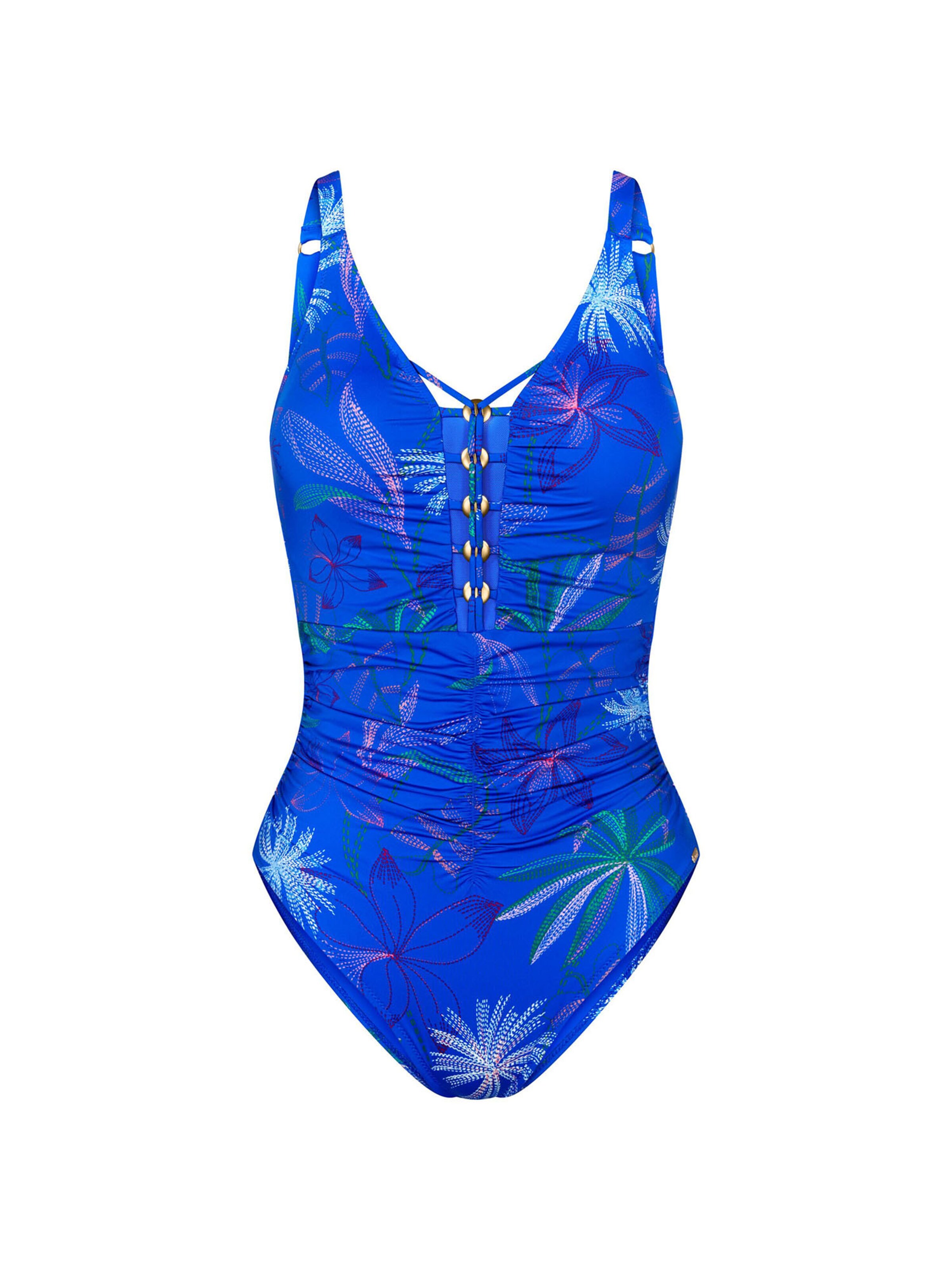 TRIUMPH Badeanzug ' Red Label Summer Tropics ' in Blau: Vorderseite