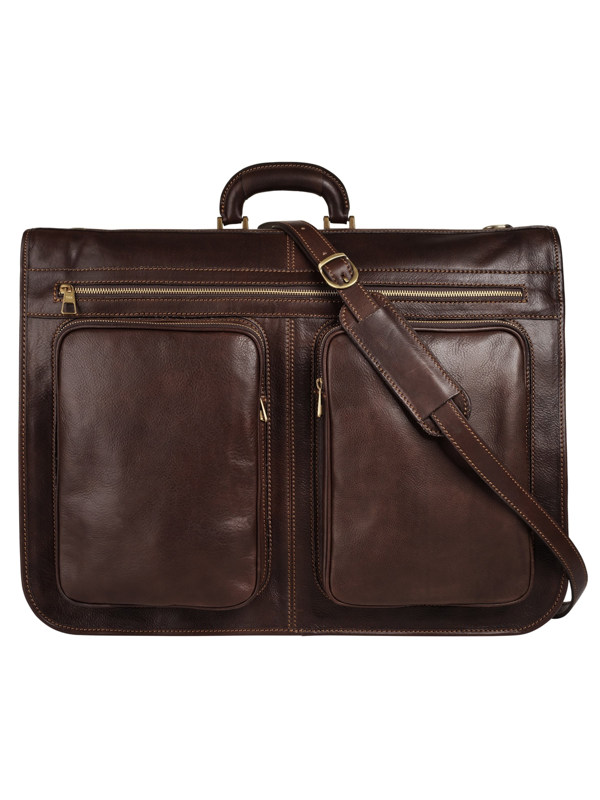 Sac à vêtements piké en marron : devant