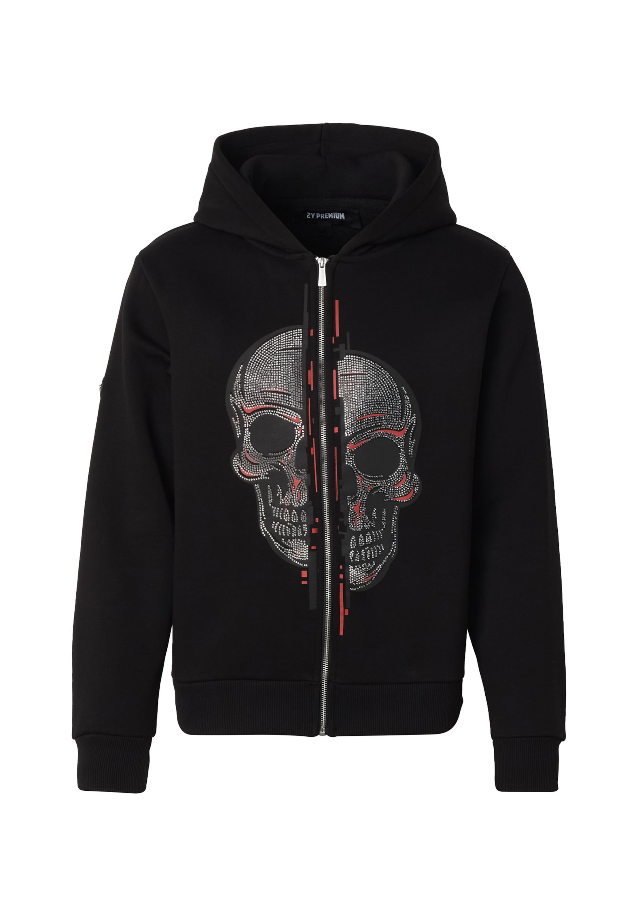 2Y Premium Sweatjacke in Schwarz: Vorderseite