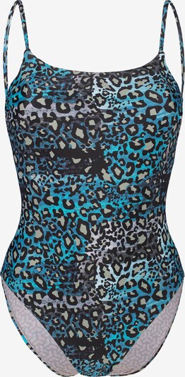 ARENA Badeanzug 'WATER PRINT' in blau / taupe / dunkelgrau / schwarz, Produktansicht