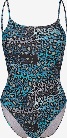 ARENA Bralette Active Swimsuit 'WATER PRINT' in Blue: front