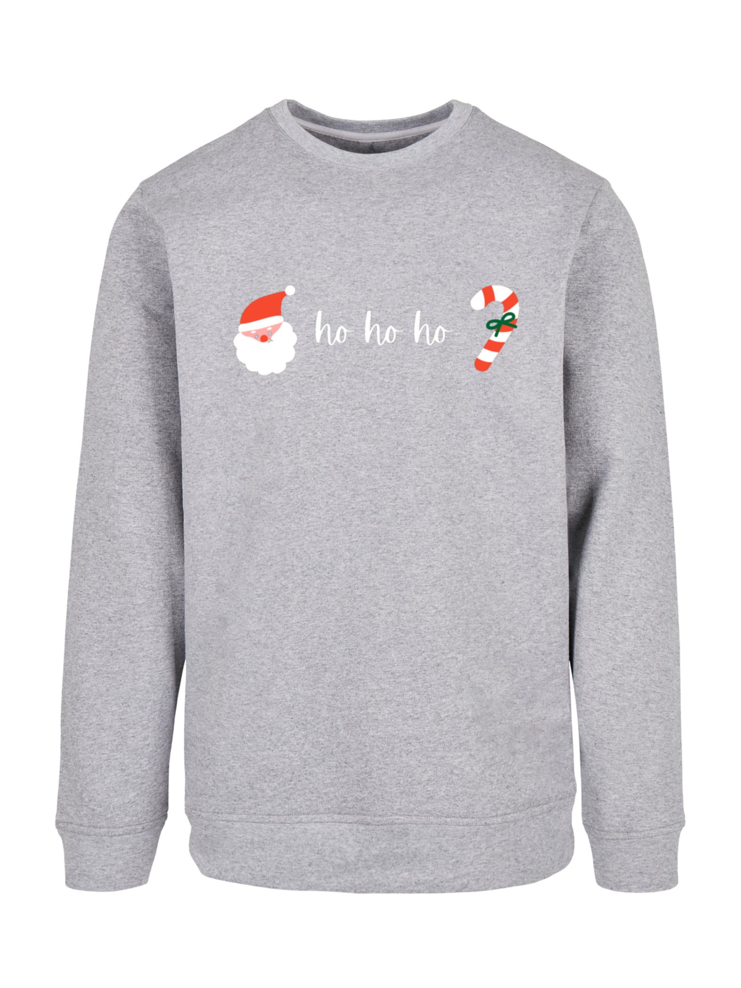 Sweat-shirt 'Ho Ho Ho Weihnachten Christmas' F4NT4STIC en gris : devant