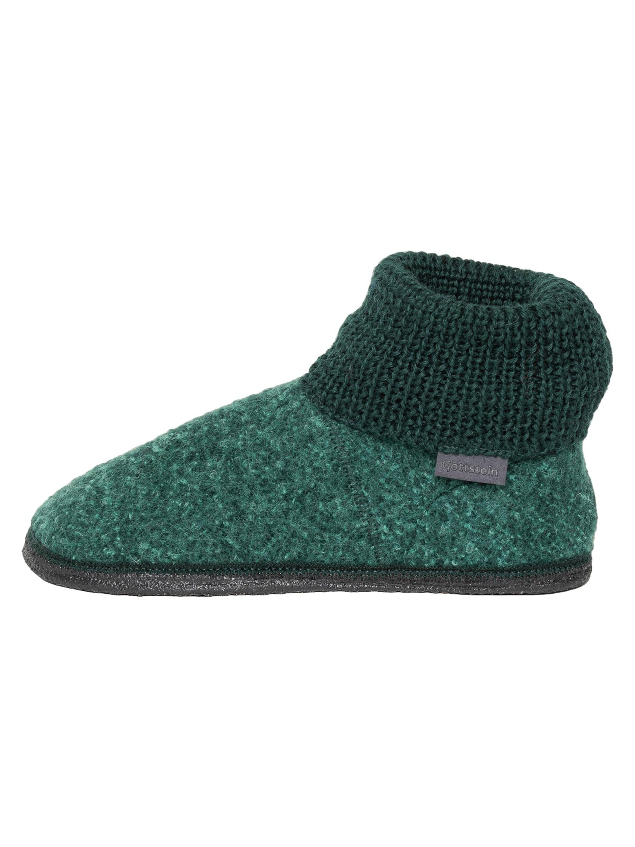 Gottstein Slippers 'Wool Venture High' in Green: front