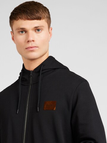 HUGO Zip-Up Hoodie 'Daple' in Black