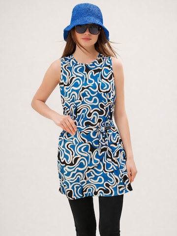 High neck Tankini 'Tankini Semi Suit 3-Teilig Blau gemustert mit schwarzer Hose "Marina" M2444' di MARINA in blu