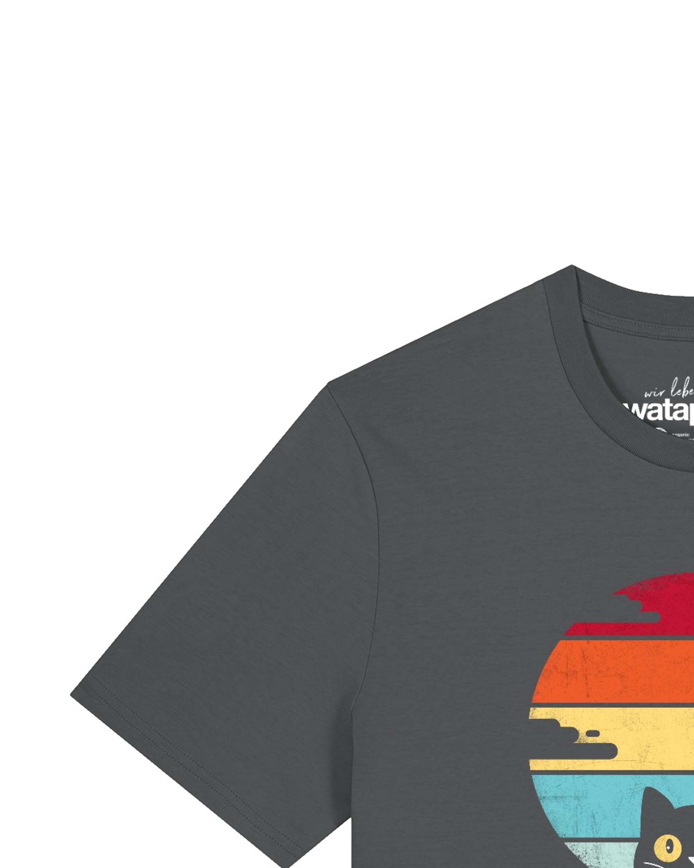 Watapparel Shirt 'Retro Sunset Cat' in Grijs