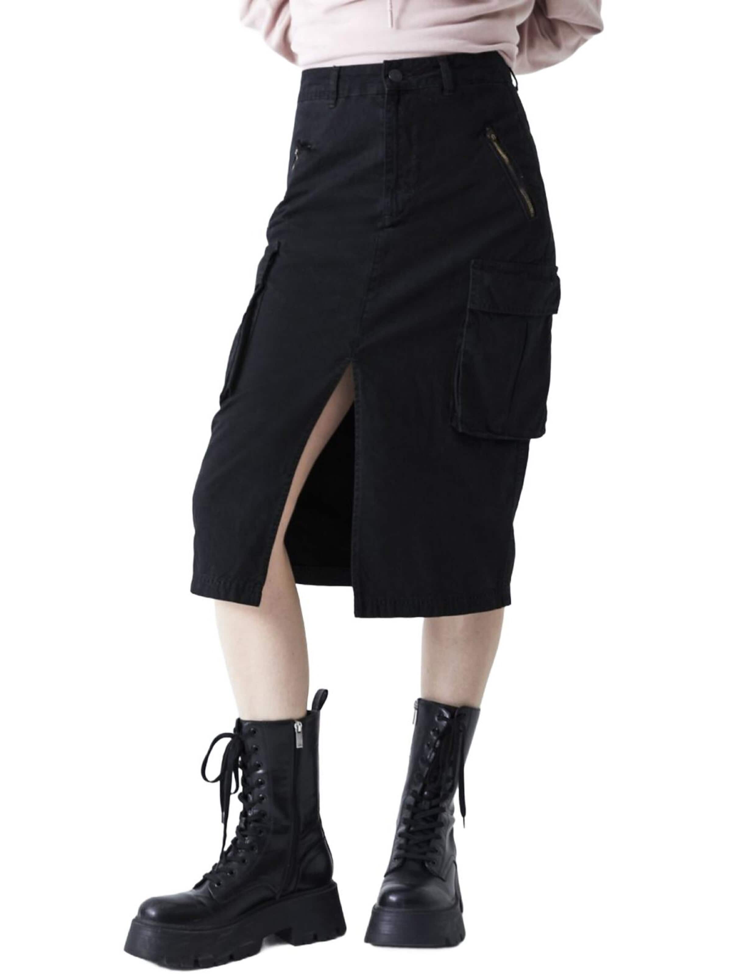 LTB Jeans Rok 'Midi Slit Skirt' in Zwart