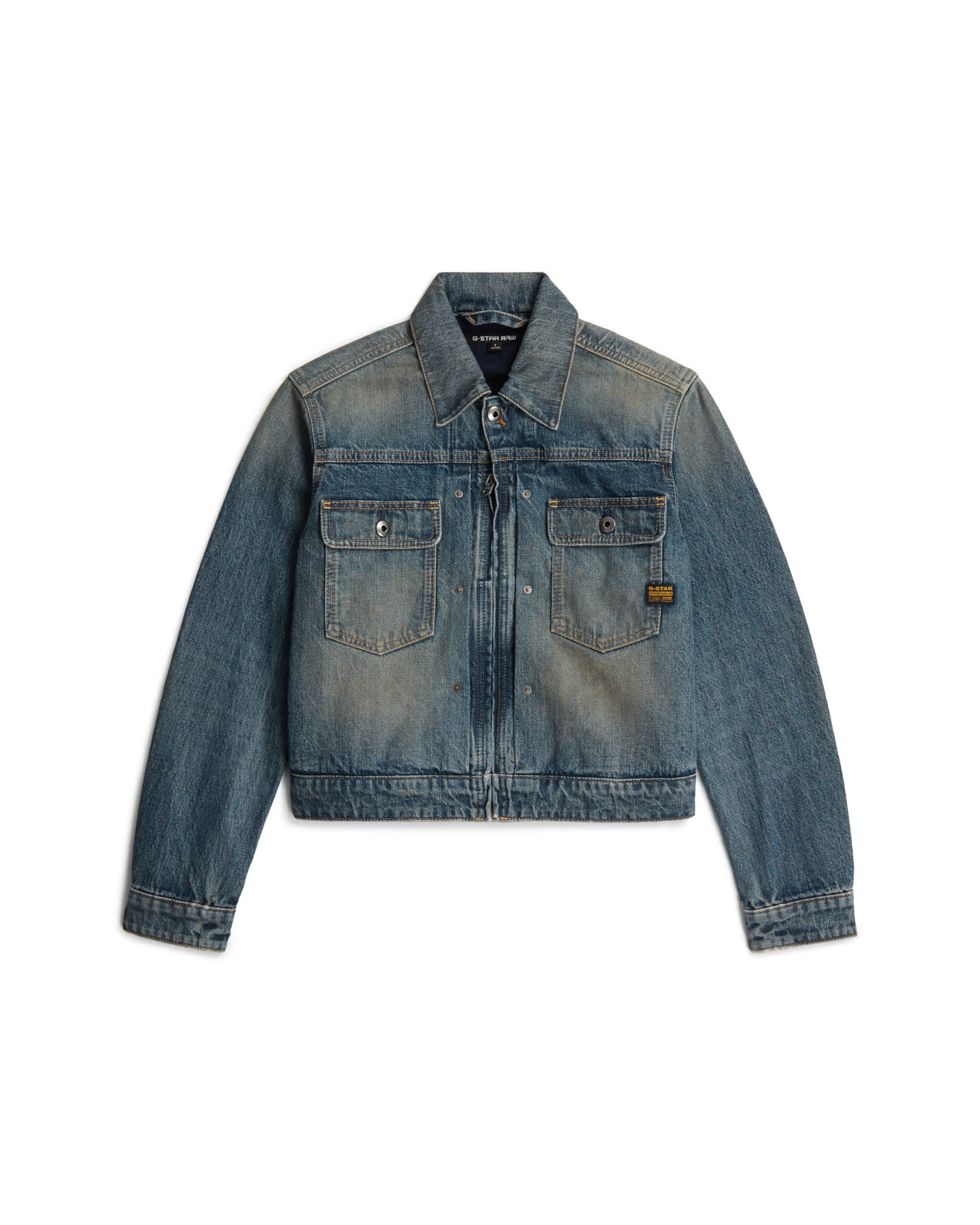 G-STAR Tussenjas 'Shrunken Boxy Jacket' in Blauw: voorkant