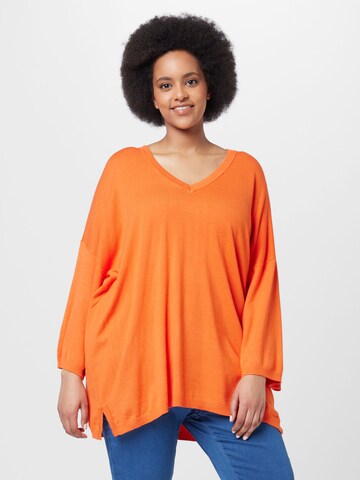 Fransa Curve - Pullover 'Blume' em laranja: frente