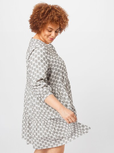 Rochie tip bluză 'Prensa' KAFFE CURVE pe gri / negru / alb, Vizualizare model