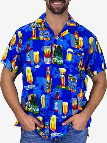King Kameha Shirt 'Beerbottle' in Blue: front