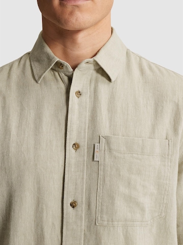 CAST IRON Regular fit Skjorta 'Shirt in cotton/linen twill with chest pocket' i grön
