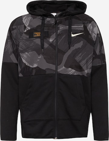 NIKE Athletic Zip-Up Hoodie in Black: front