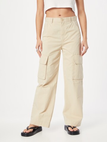 Monki Wide leg Cargo trousers in Beige: front