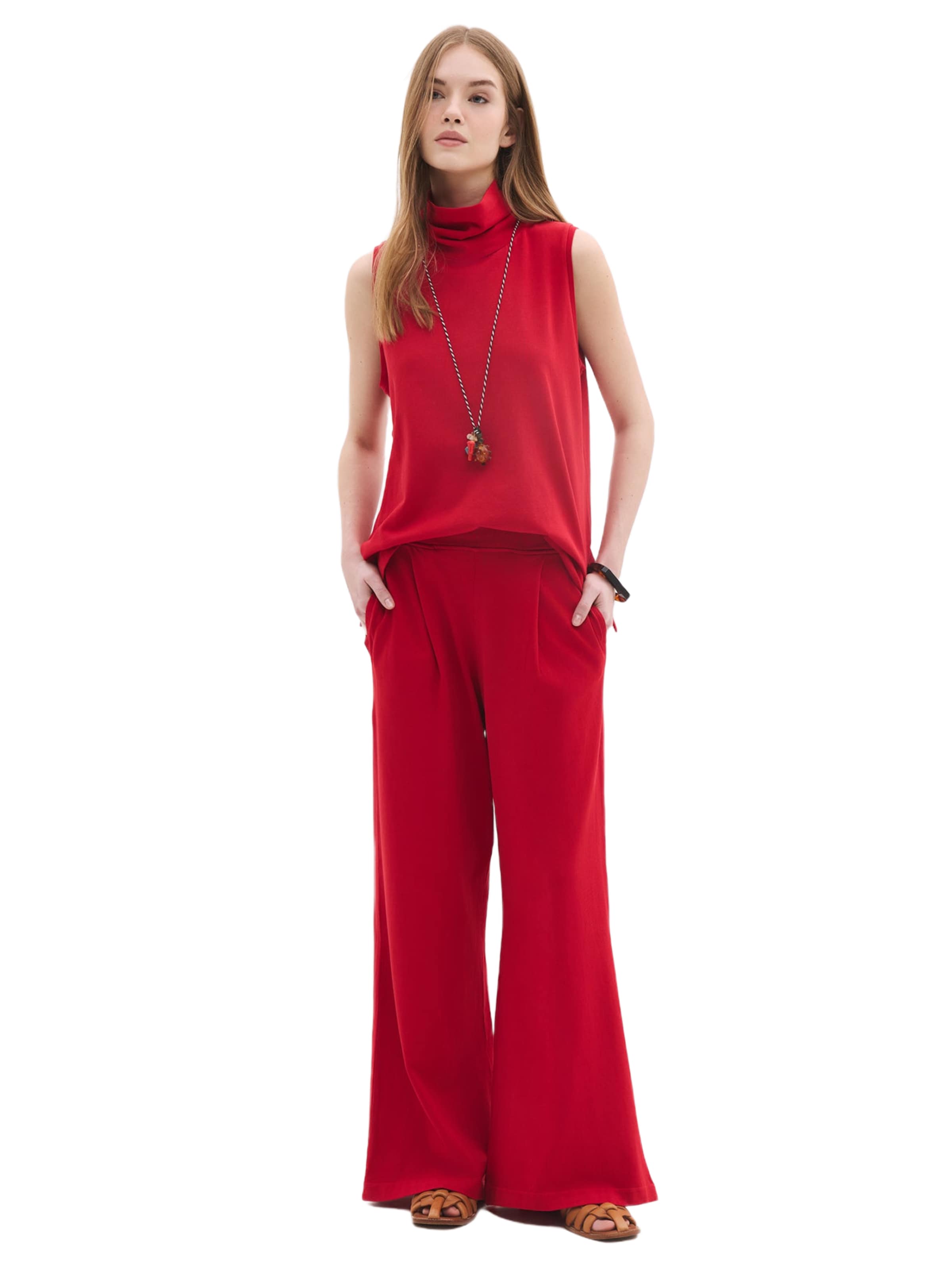 Wide Leg Pantalon à pince No Matter What en rouge