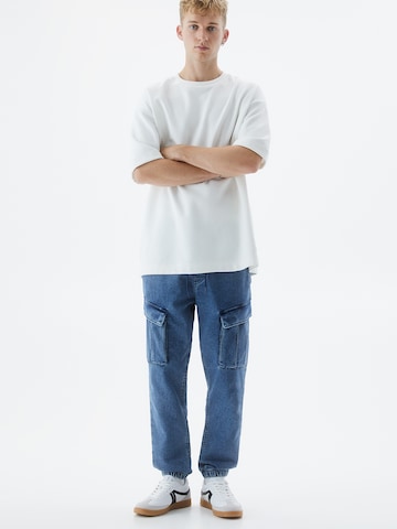 Pull&Bear Tapered Cargojeans i blå