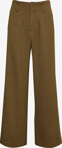 Gestuz Wide leg Pleat-Front Pants 'Fraya' in Green: front