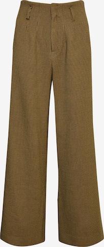 Gestuz Wide leg Pleat-Front Pants 'Fraya' in Green: front