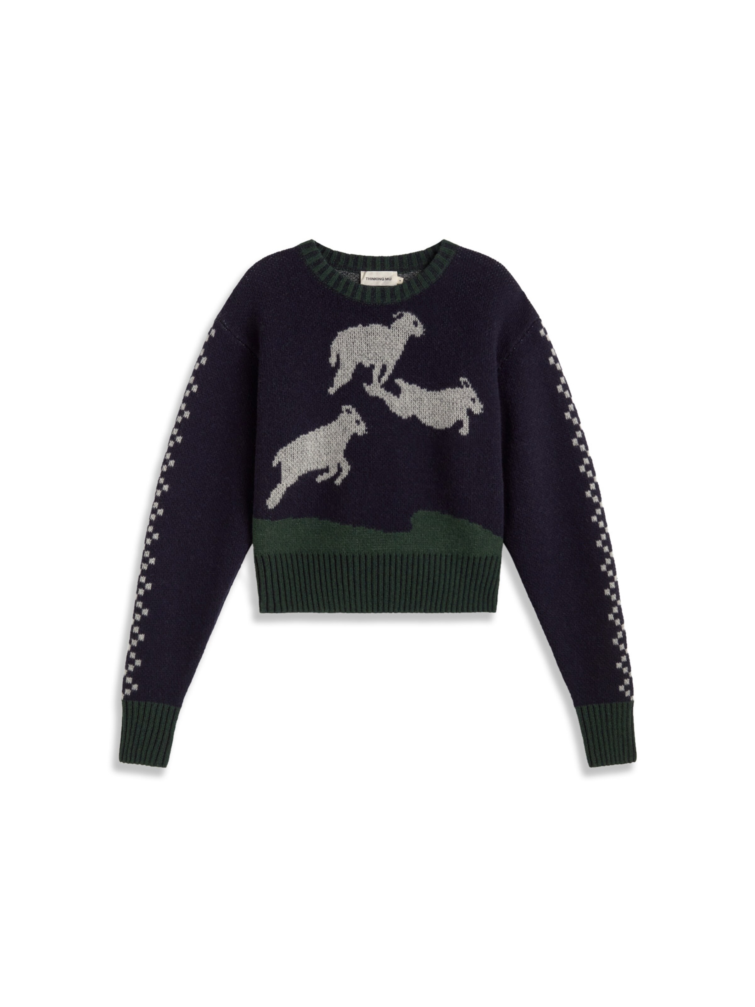 Thinking MU Pullover 'Ovellas' in Blau: Vorderseite