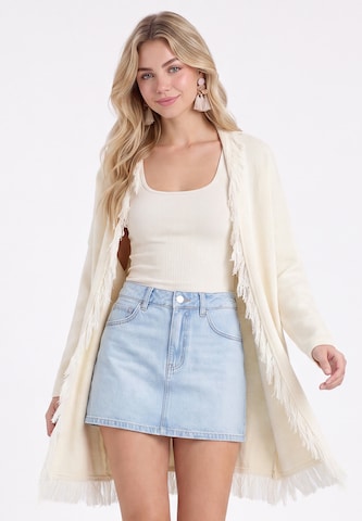 IZIA Gebreid vest in Wit: voorkant