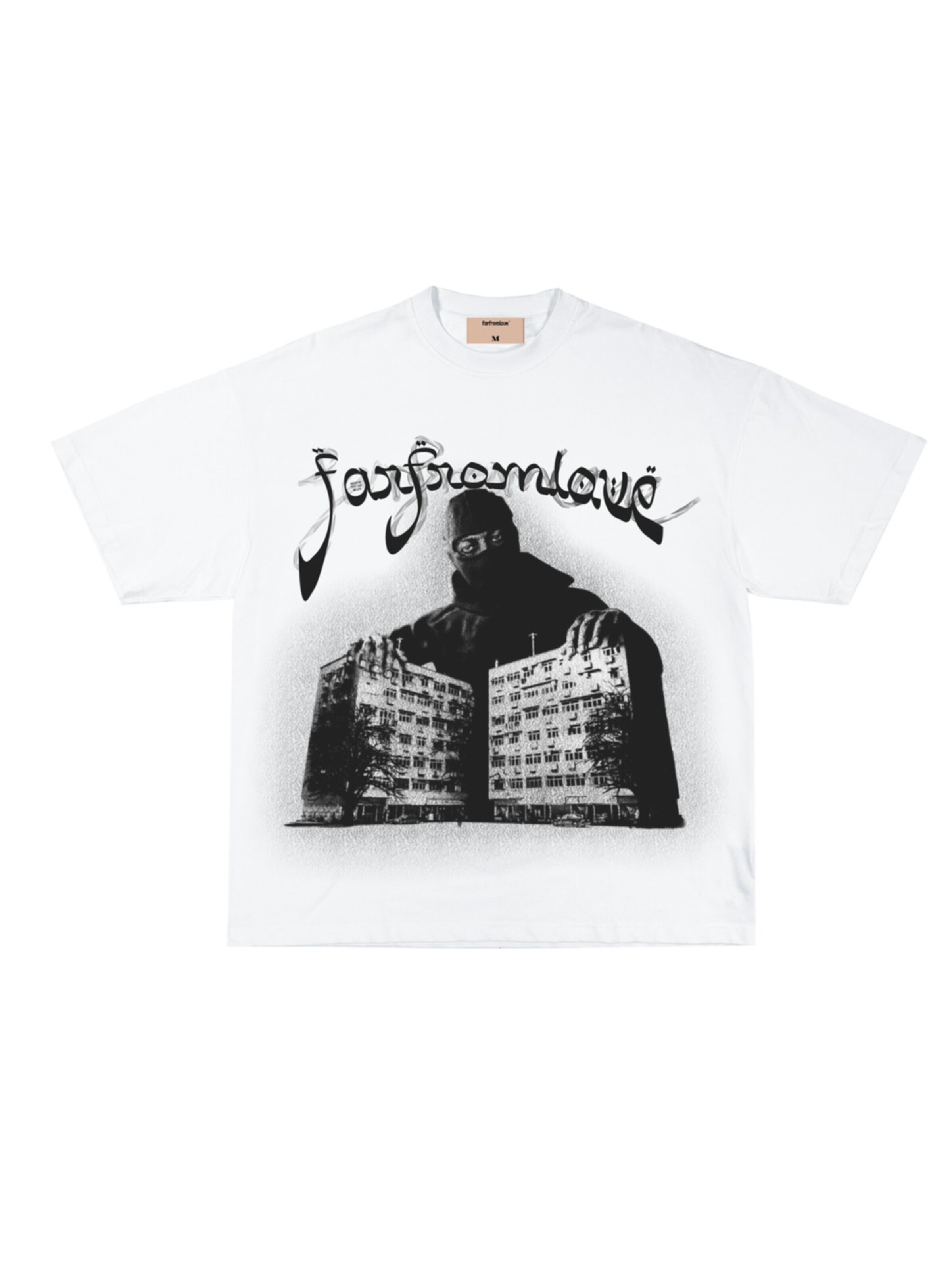 Farfromlove Shirt 'HOOD TEE (BOXY FIT)' in S in Black / White, Item view