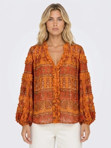 Miss June - Blusa 'Blouse Glossy' en naranja: frente