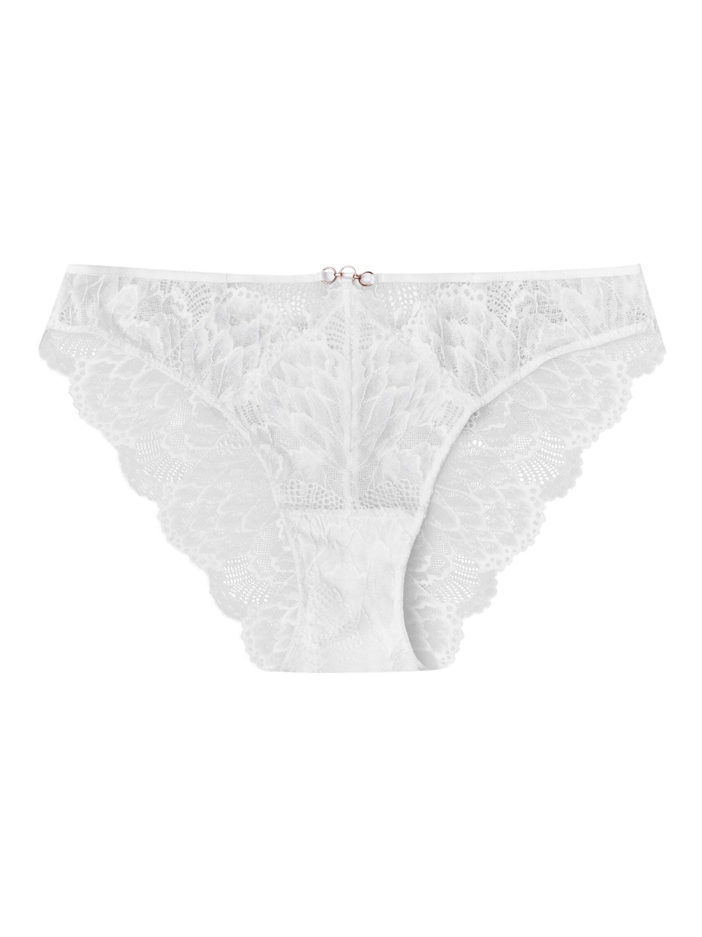 Panty 'Slip Olive, florale Spitze, goldfarbene Details, transparent S' di ESOTIQ in beige: frontale