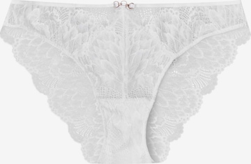 Panty 'Slip Olive, florale Spitze, goldfarbene Details, transparent S' di ESOTIQ in beige: frontale