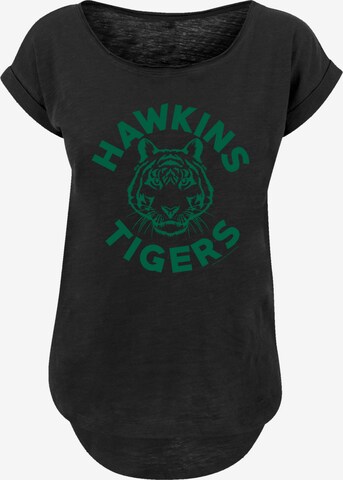 T-shirt 'Stranger Things Hawkins Tigers Netflix TV Series' F4NT4STIC en noir : devant