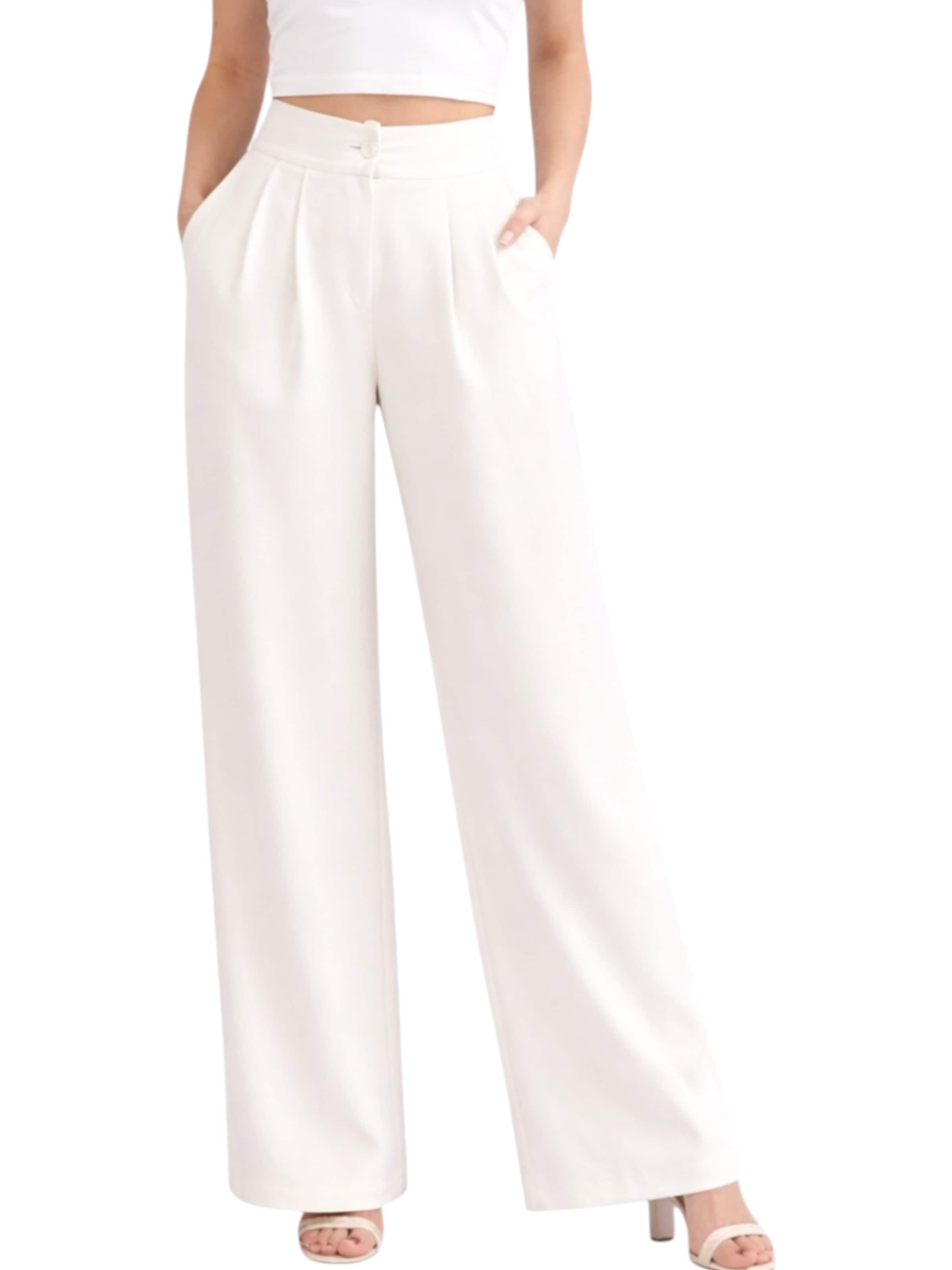 fashionshowcase Wide Leg Bukser med lægfolder 'ALYA' i hvid