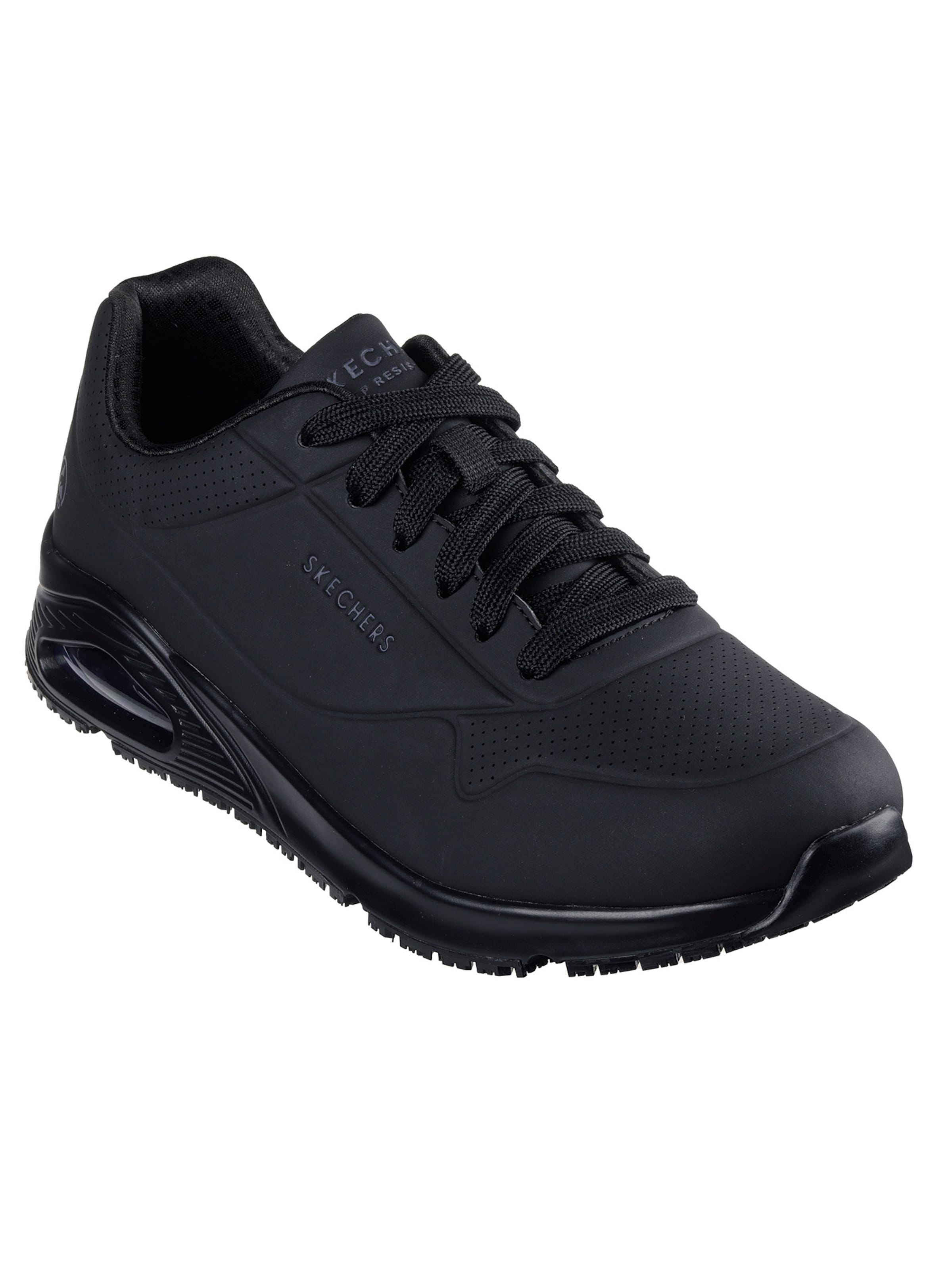 SKECHERS Athletic Lace-Up Shoes 'Uno Sr' in Black: front