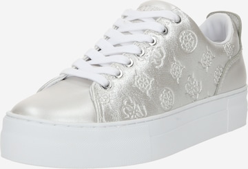 Sneaker low 'GIANELE4' de la GUESS pe argintiu: față