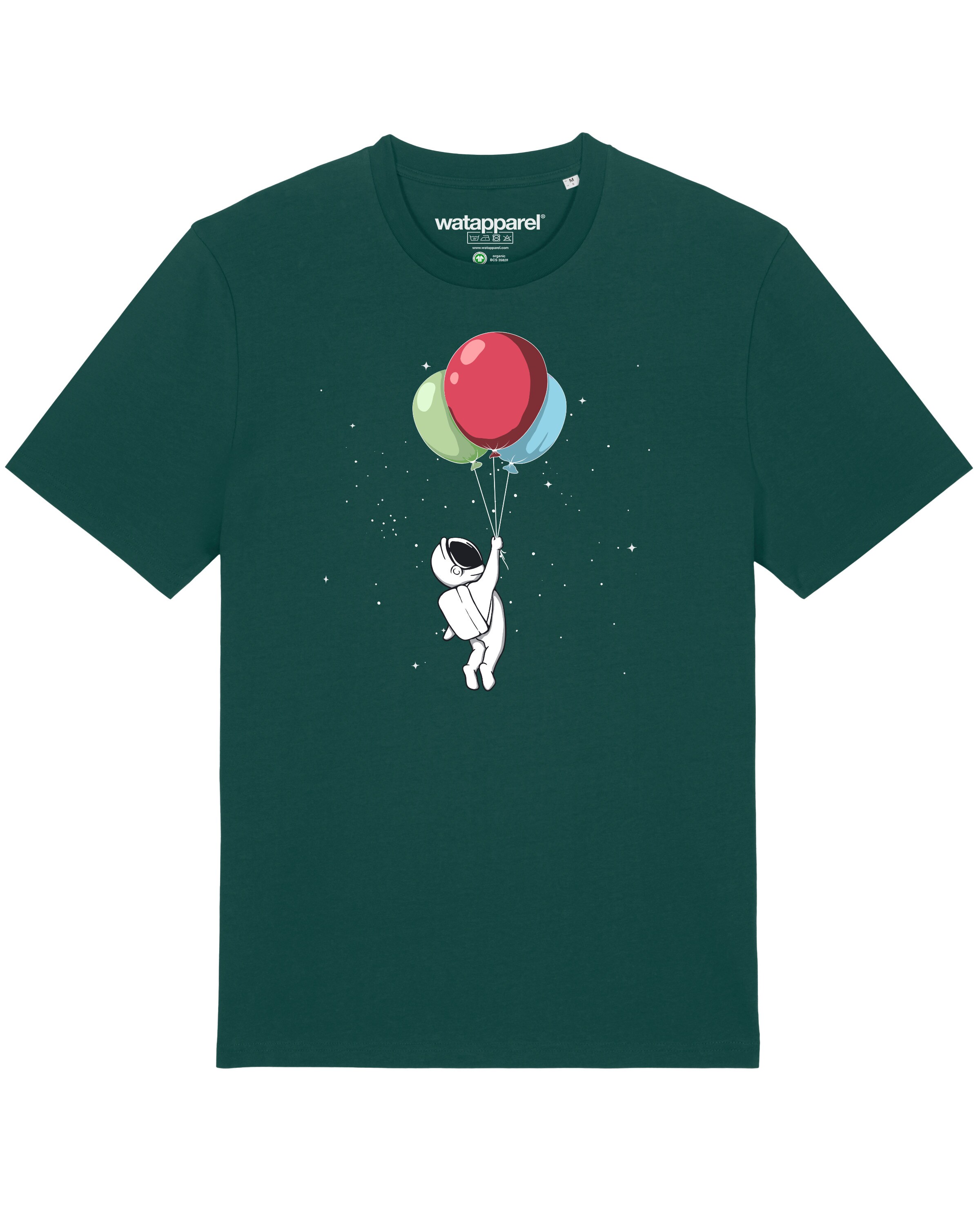 Watapparel Shirt ' Little Balloon Astronaut ' in Groen: voorkant