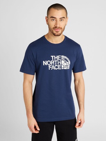 THE NORTH FACE Póló 'WOODCUT DOME' - kék: elől